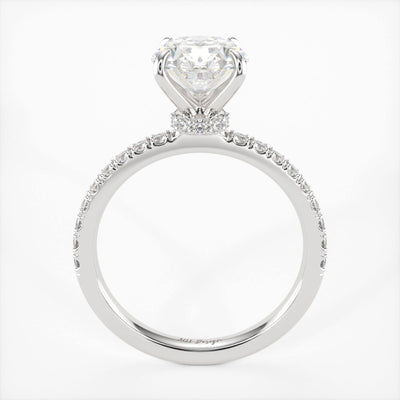 2.0CT Oval Diamond Hidden Halo Moissanite Engagement Ring