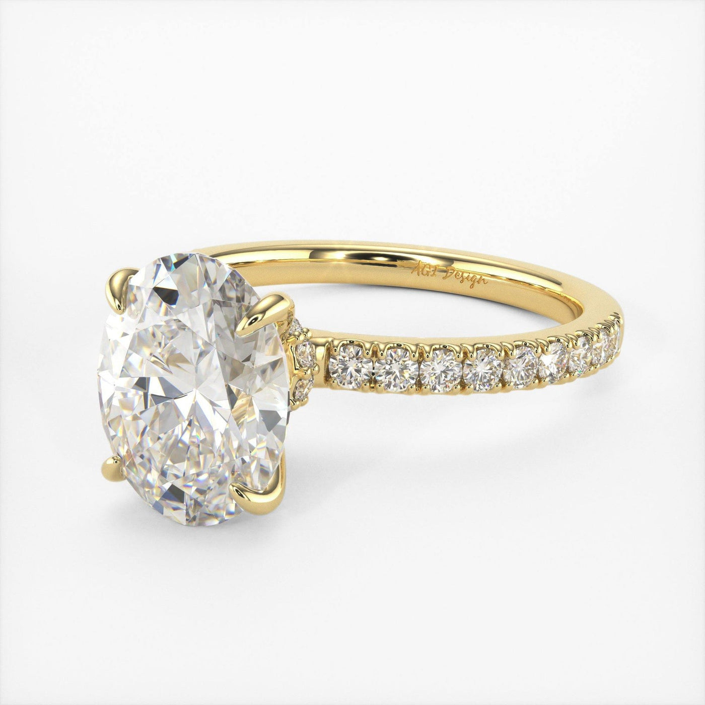 2.0CT Oval Diamond Hidden Halo Moissanite Engagement Ring