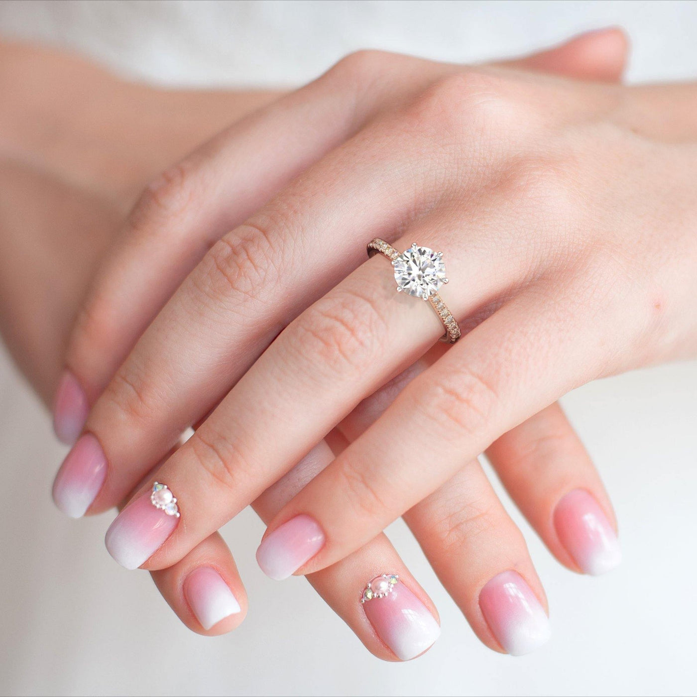 1.50ct Round Brilliant Diamond Hidden Halo Moissanite Engagement Ring