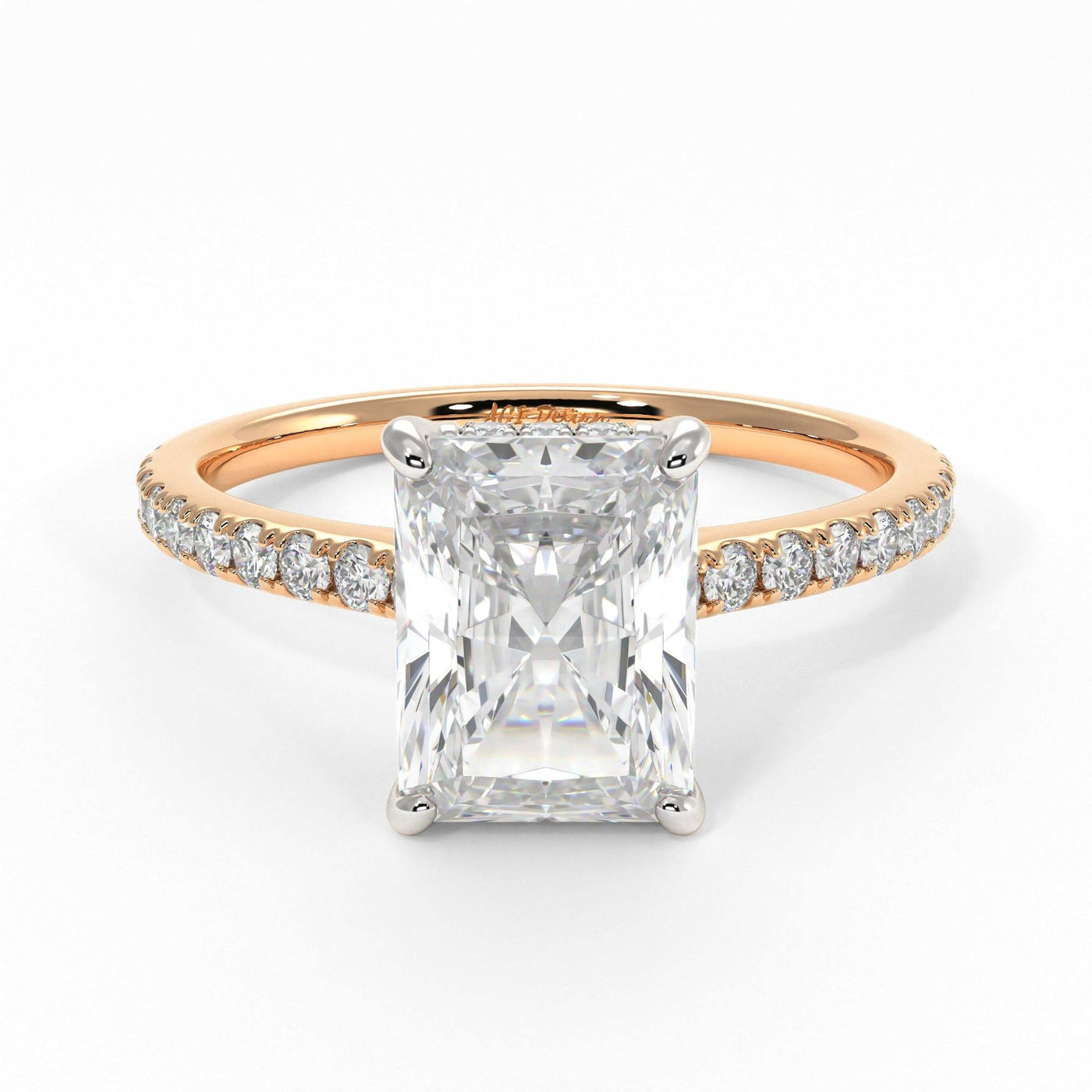 2.70ct Radiant Diamond Hidden Halo Moissanite Engagement Ring