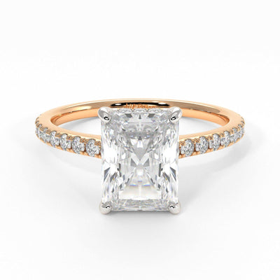 2.70ct Radiant Diamond Hidden Halo Moissanite Engagement Ring