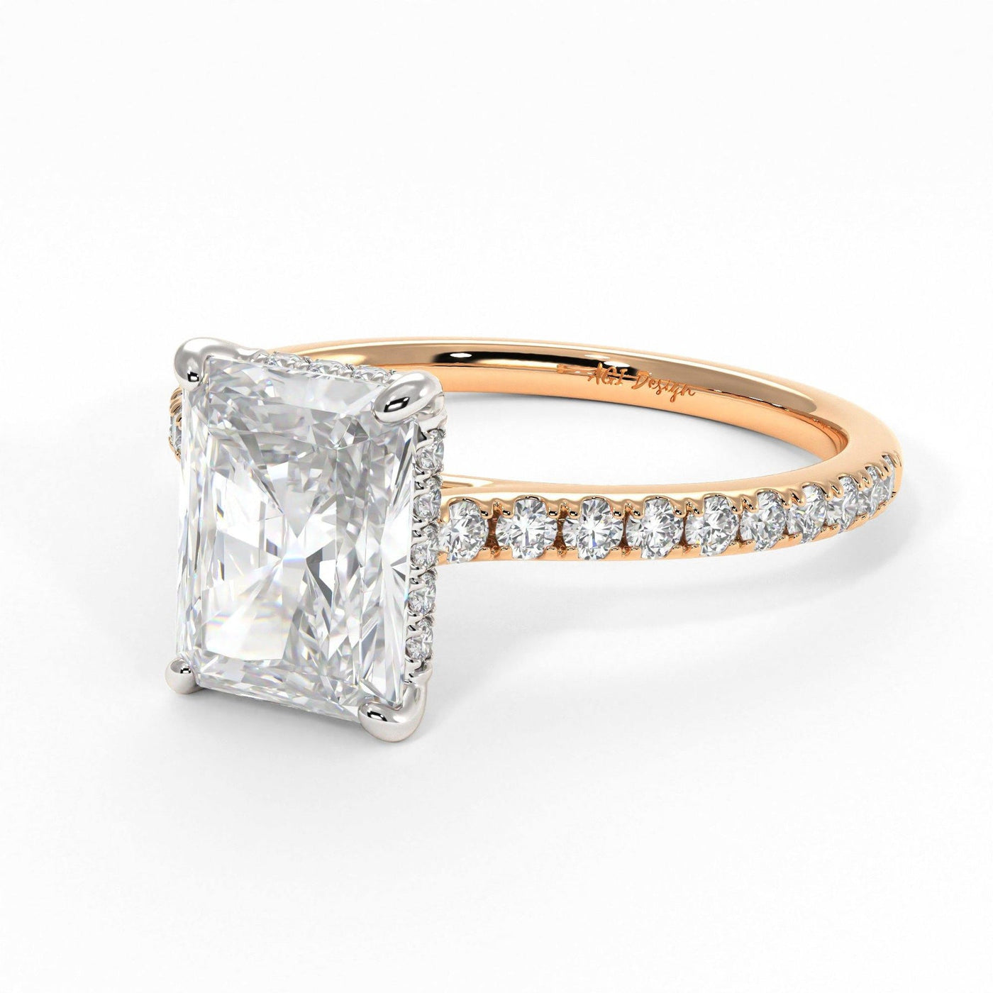 2.70ct Radiant Diamond Hidden Halo Moissanite Engagement Ring