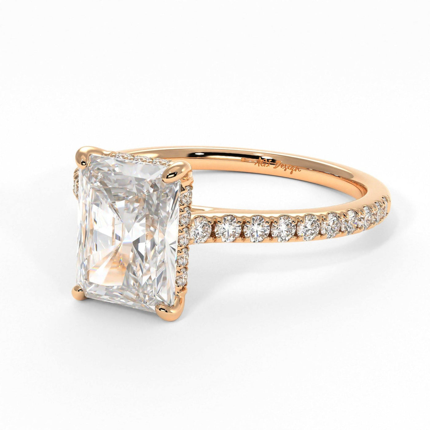 2.70ct Radiant Diamond Hidden Halo Moissanite Engagement Ring