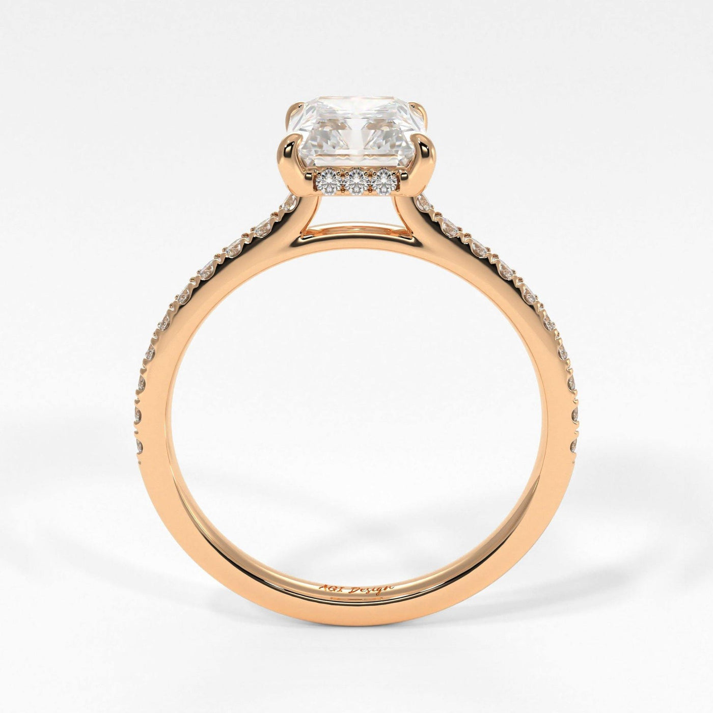 2.70ct Radiant Diamond Hidden Halo Moissanite Engagement Ring