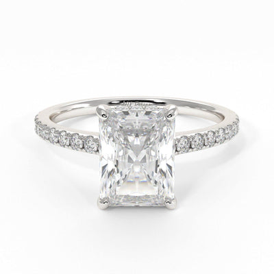 2.70ct Radiant Diamond Hidden Halo Moissanite Engagement Ring