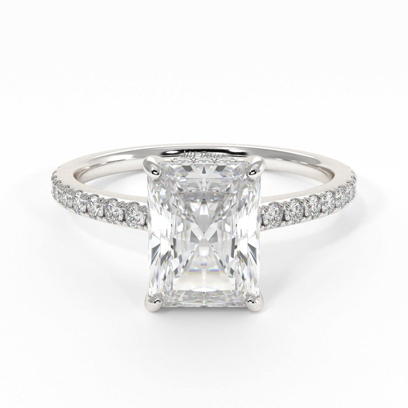 2.70ct Radiant Diamond Hidden Halo Moissanite Engagement Ring