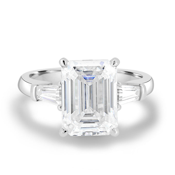 4.4 ct  Emerald cut Moissanite Engagement Ring