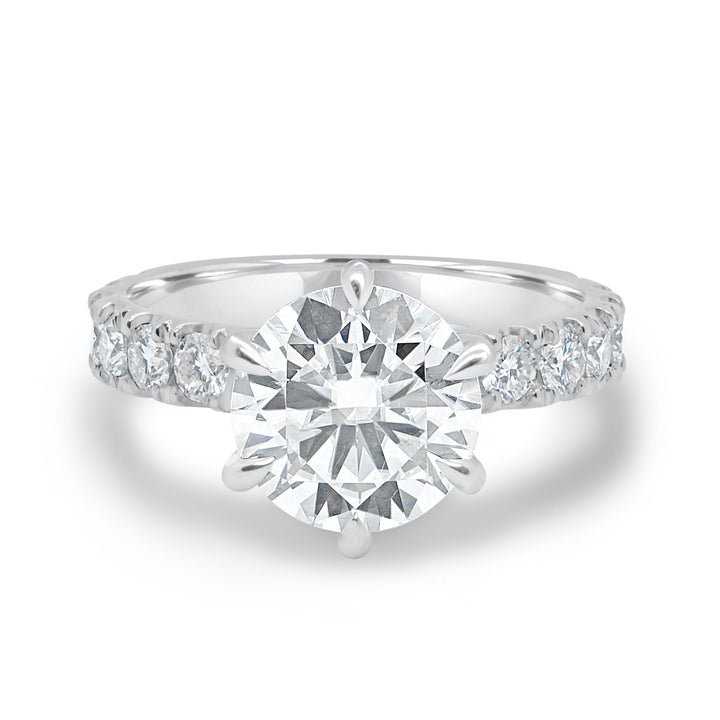 1.90CT Round Cut Six Prong Moissanite Engagement Ring in 14K Rose Gold