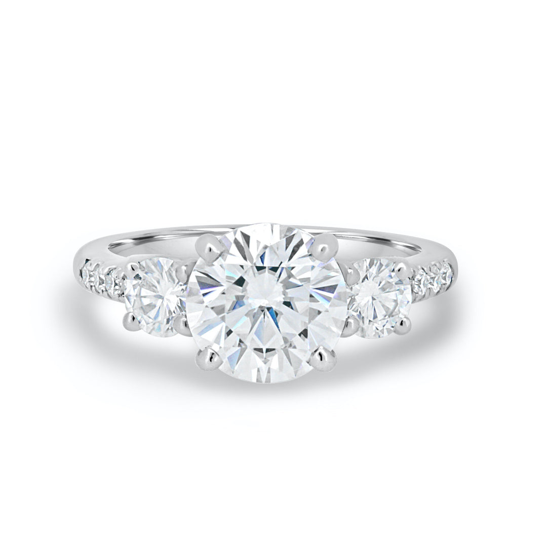 1.60CT Round Cut Three Stone Moissanite Engagement Ring