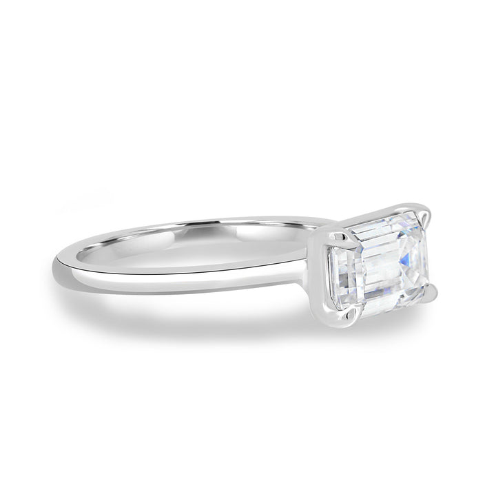 1.60CT Emerald Cut East West Moissanite Engagement Ring