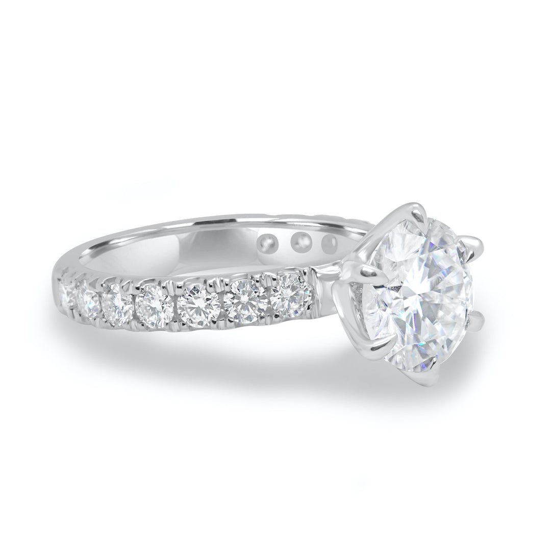 1.90CT Round Cut Six Prong Moissanite Engagement Ring in 14K Rose Gold