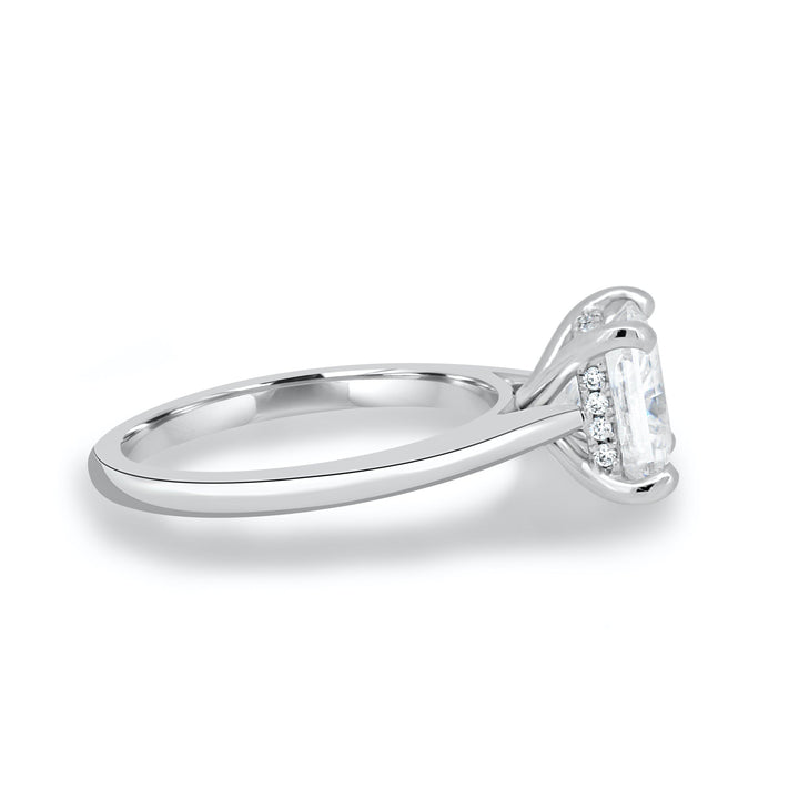 1.90CT Princess Cut Hidden Halo Moissanite Engagement Ring in 14K White Gold