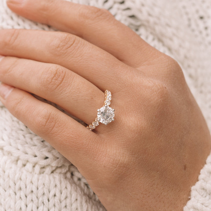 1.90CT Round Cut Six Prong Moissanite Engagement Ring in 14K Rose Gold