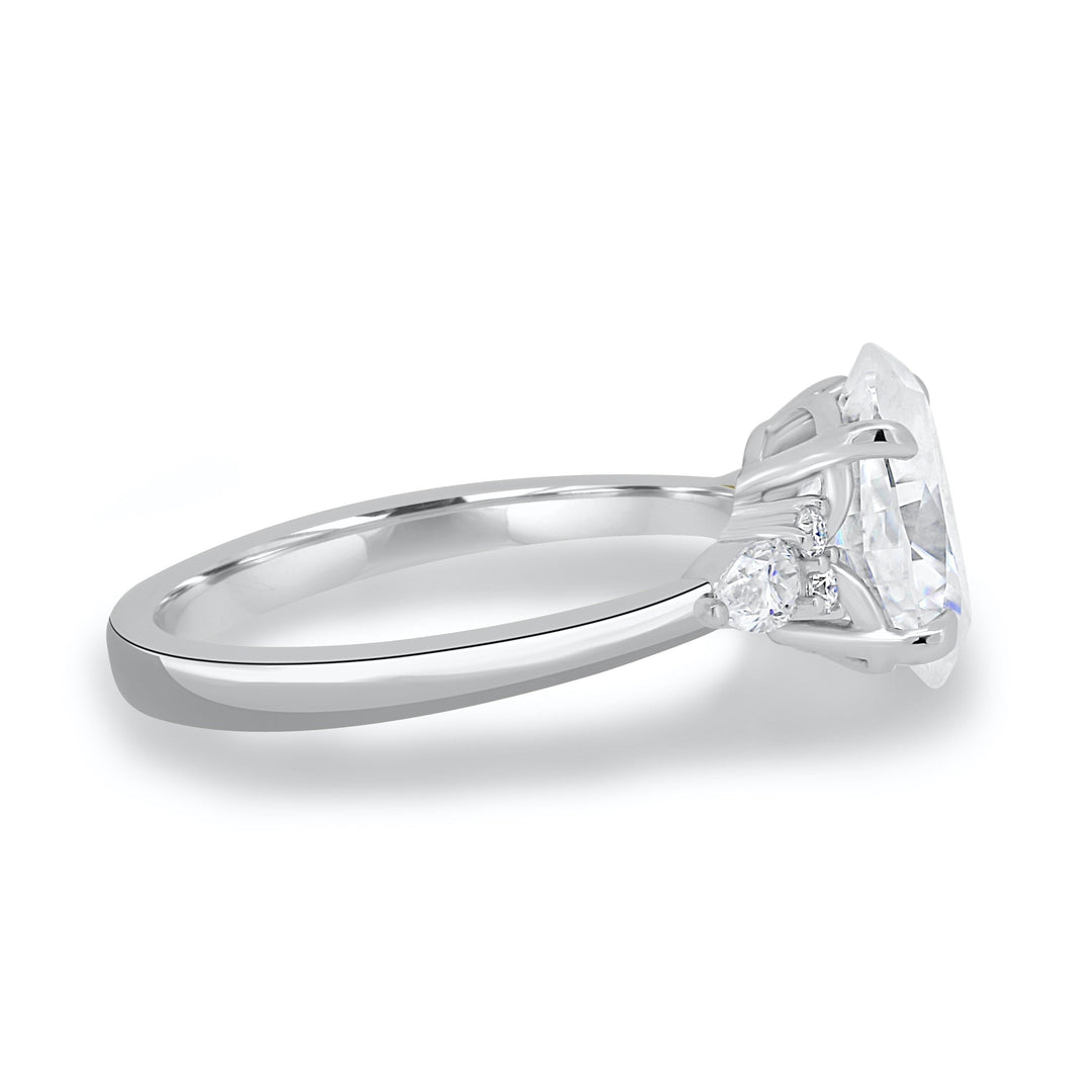 3.0CT Oval Cut Three Stone Moissanite Engagement Ring in 14K White Gold