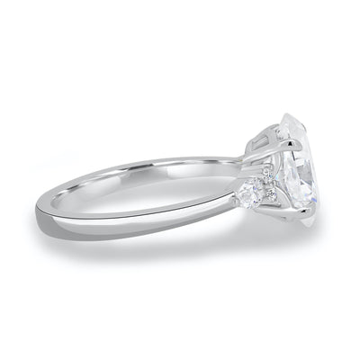 3.0CT Oval Cut Three Stone Moissanite Engagement Ring in 14K White Gold