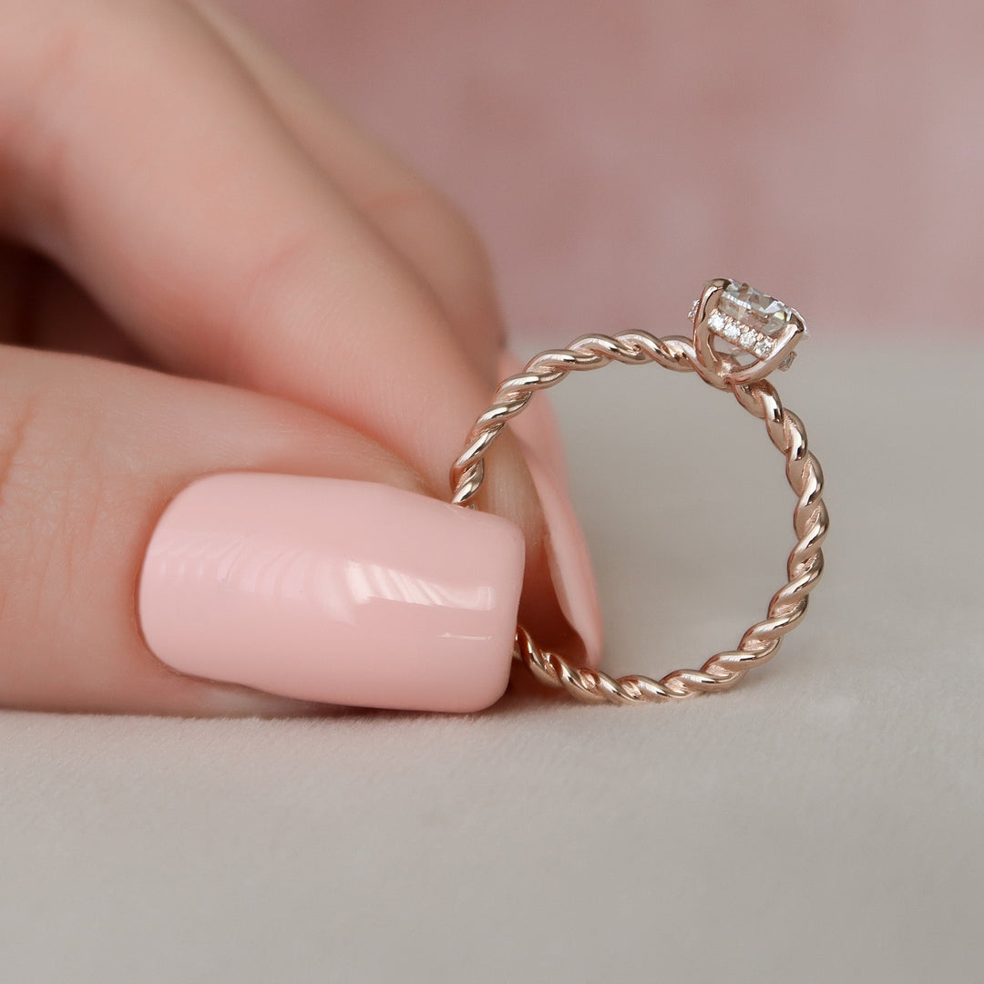 1.0CT Round Brilliant Cut Moissanite Solitare Bridal Engagement Ring Set