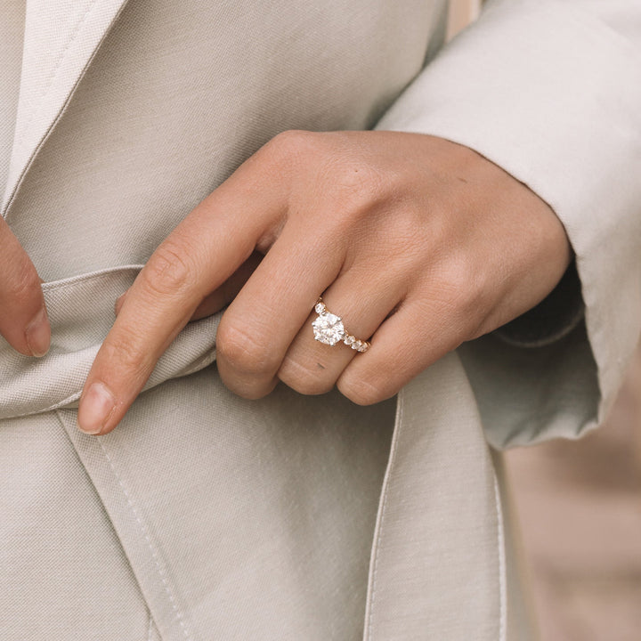 1.90CT Round Cut Six Prong Moissanite Engagement Ring in 14K Rose Gold