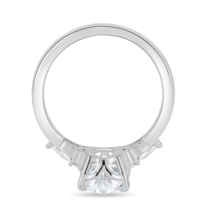 3.0CT Oval Cut Three Stone Moissanite Engagement Ring in 14K White Gold