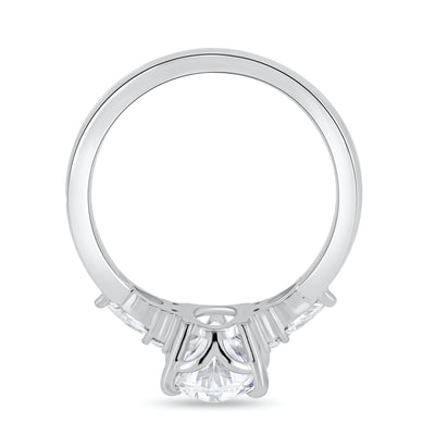 3.0CT Oval Cut Three Stone Moissanite Engagement Ring in 14K White Gold