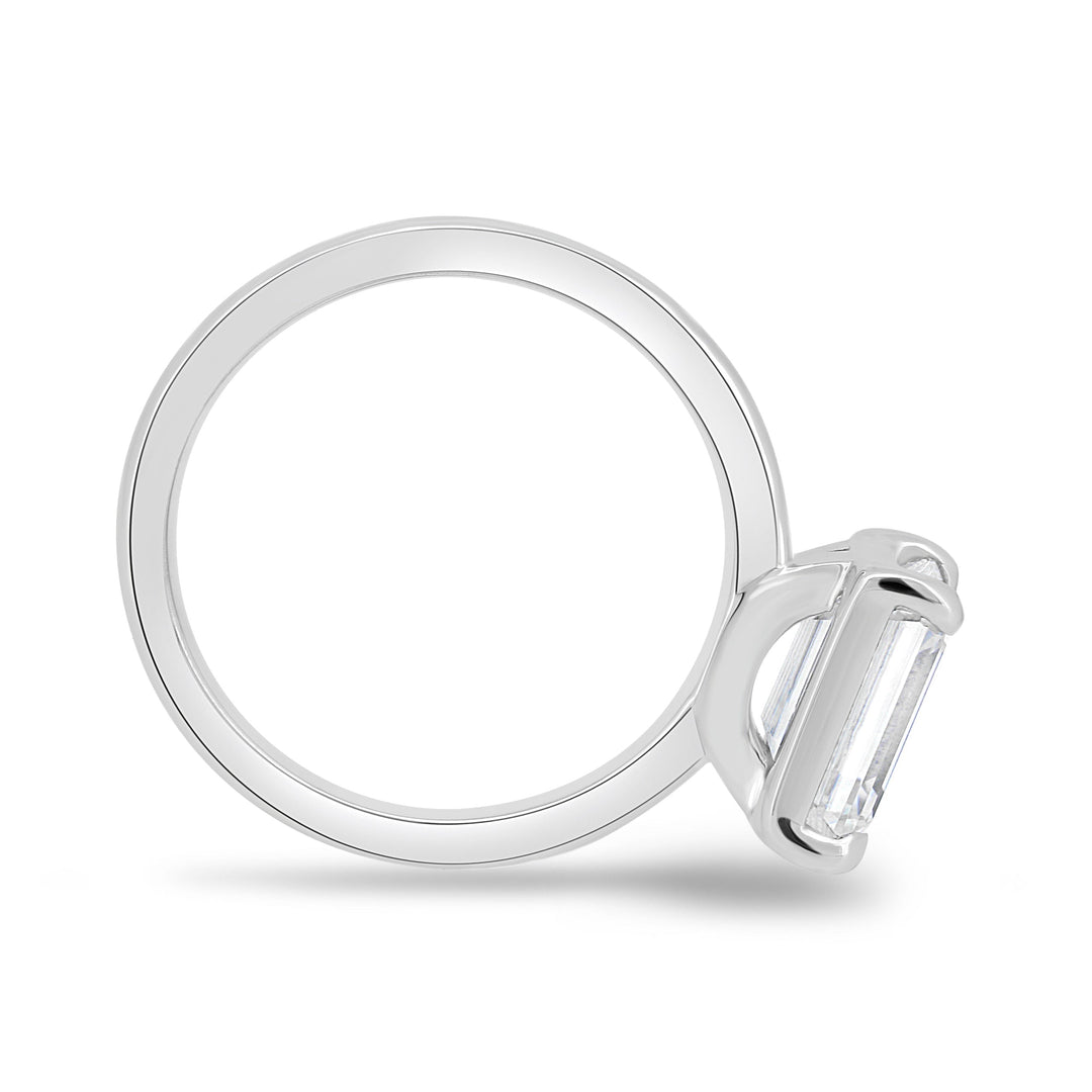 1.60CT Emerald Cut East West Moissanite Engagement Ring