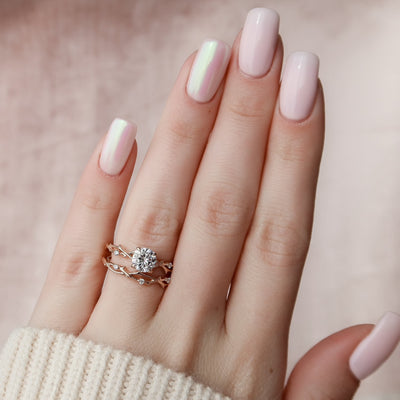 1.0CT Round Cut Moissanite Twing Eternity Bridal Engagement Ring Set