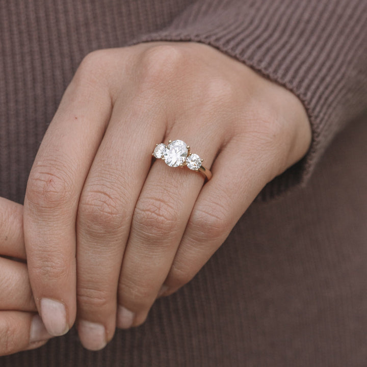 1.91CT Oval Cut Three Stone Moissanite Diamond Engagement Ring