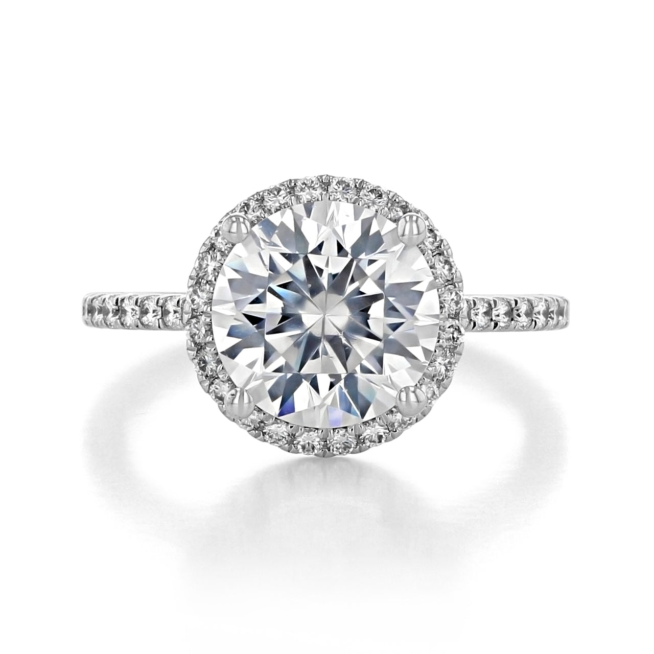 3.50 ct Round Halo Micro-Prong Moissanite Engagement Ring
