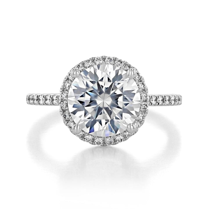 1.93CT Pear Cut Hidden Halo Moissanite Engagement Ring in 18K Rose Gold