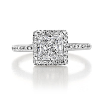 1.5ct Princess Cut Moissanite Halo Engagement Ring