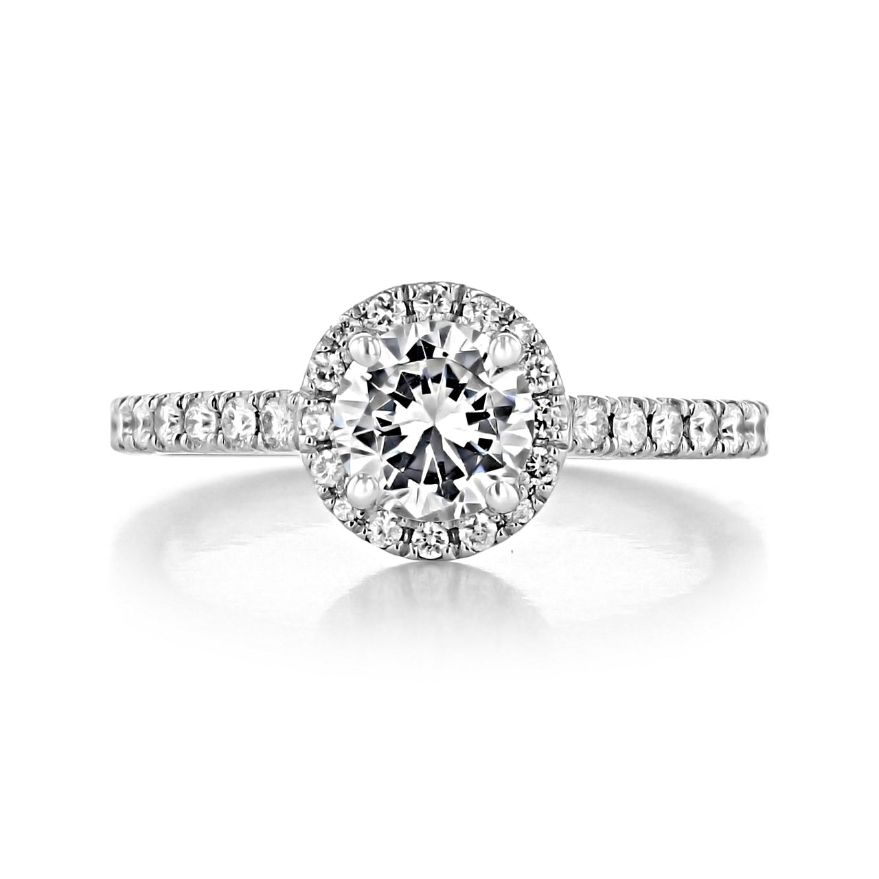 1.0 ct  Round  cut Halo micro prong  Moissanite solitaire  Engagement Ring