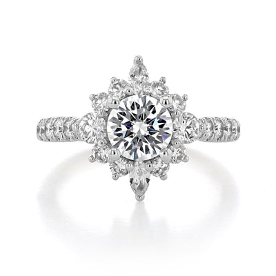 1.0 ct  Round  cut Gabriel Halo   Moissanite solitaire  Engagement Ring