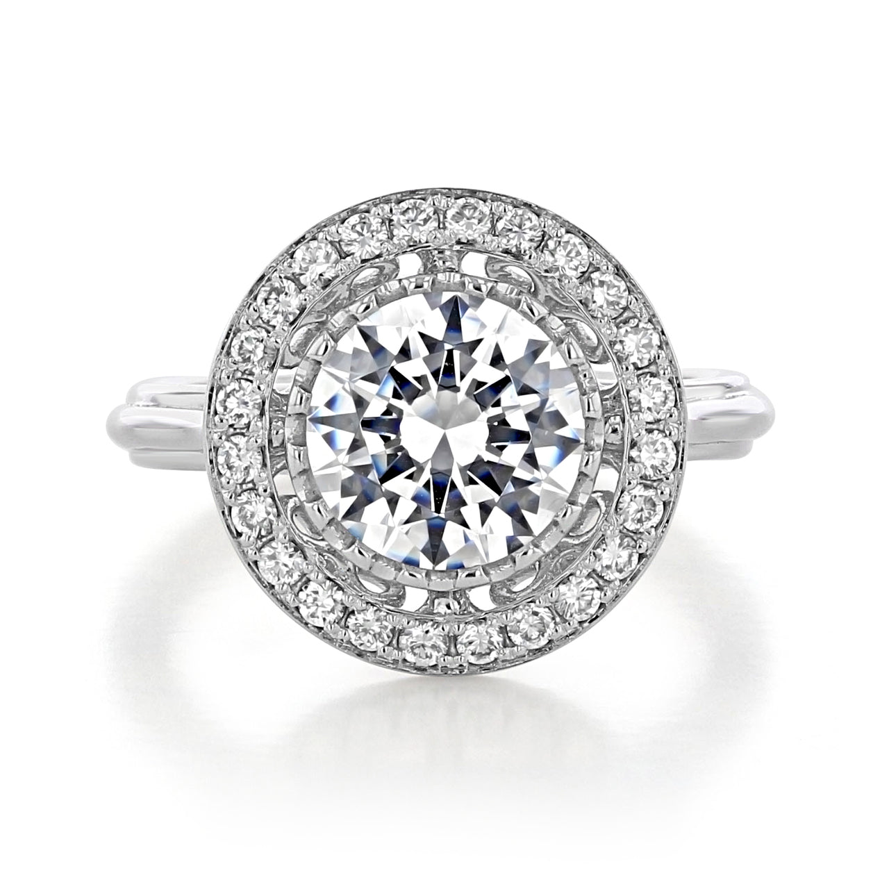 2.0 ct  Round  cut round  Halo   Moissanite solitaire  Engagement Ring