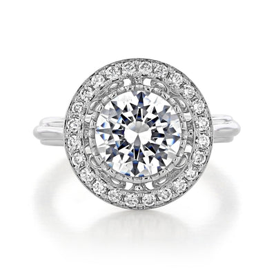 2.0 ct  Round  cut round  Halo   Moissanite solitaire  Engagement Ring