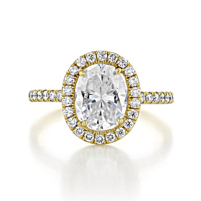 1.33ct Oval Cut Moissanite Halo Solitaire Engagement Ring