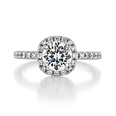 1.0 ct Classic Round cut Halo Moissanite Engagement Ring