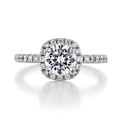 1.0ct Round Brilliant Halo 4 Prong Moissanite Solitaire Engagement Ring