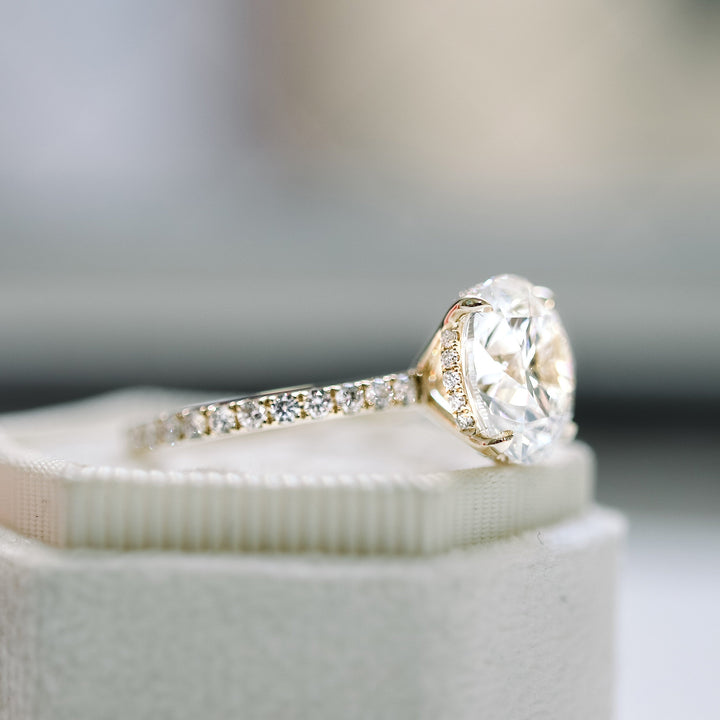1.50CT Round Brilliant Cut Moissanite Pave Diamond Engagement Ring