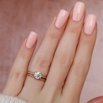 1.0CT Round Brilliant Cut Moissanite Solitare Bridal Engagement Ring Set