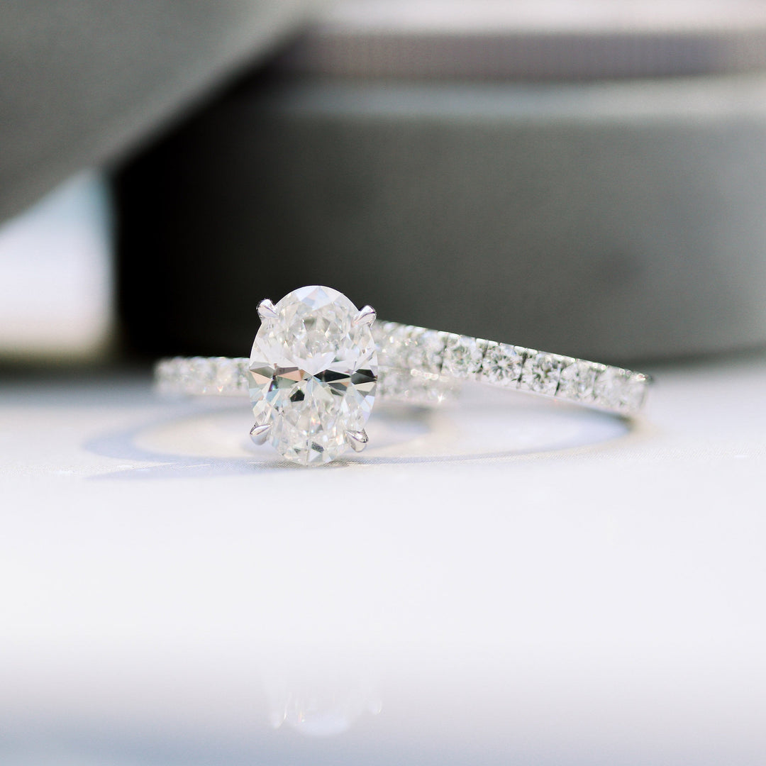 2.25CT Oval Cut Moissanite Pave Diamond Engagement Ring