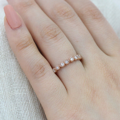 Oval Cut Halo Moissanite Ring With Milgrain Diamond Band