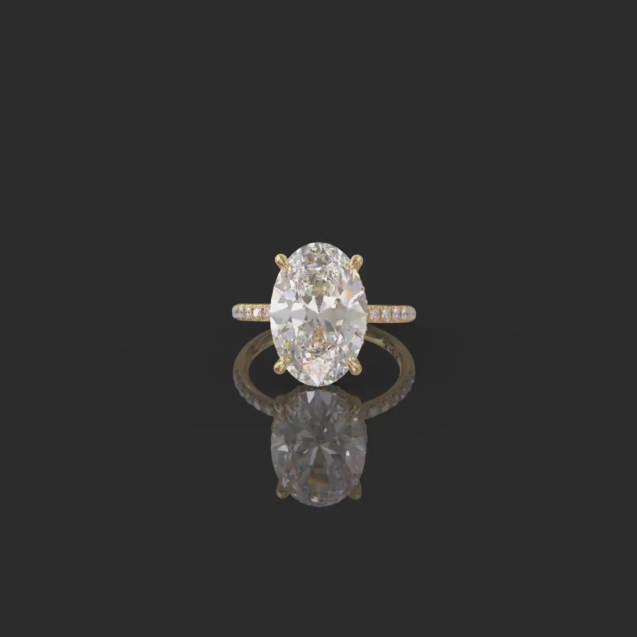 4CT Oval Diamond Hidden Halo Moissanite Engagement Ring