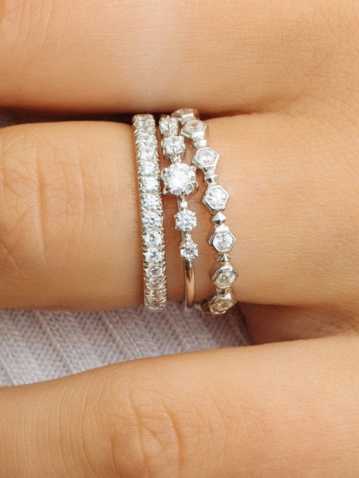 0.25CTW Round Brilliant Cut Bezel Set Unique Stacking Wedding Band