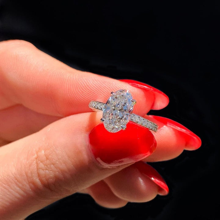 1.91CT Oval Cut Moissanite Solitaire Engagement Ring