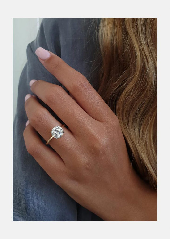 2.0ct Round Brilliant Cut Solitaire Moissanite Diamond Engagement Ring in 14K Gold