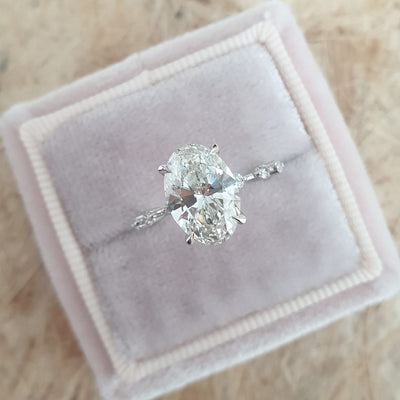 2.0ct Oval Cut Moissanite Diamond Pave Engagement Ring