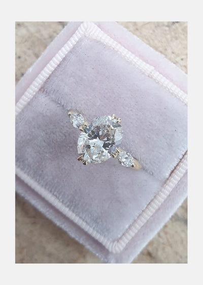 3 Stone Oval Cut Diamond 14K Yellow Gold Engagement Ring