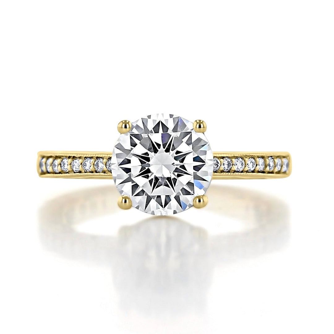 2.0CT Round Cut Vintage Style Moissanite Engagement Ring
