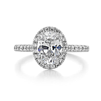 1.33CT Oval Cut Unique Prong Setting Halo Moissanite Engagement Ring