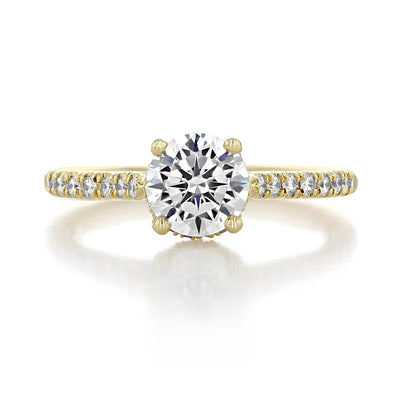 1.0CT Round Cut Hidden Halo Moissanite Engagement Ring