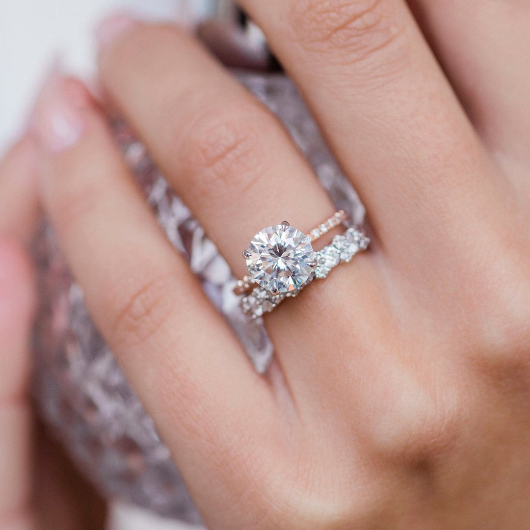 2.10CT Round Cut Hidden Halo Moissanite Diamond Engagement Ring